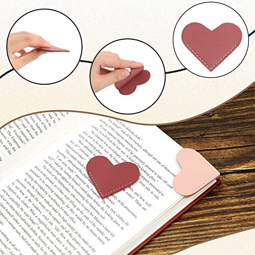 Leather Heart Bookmark,2 pcs Bookmarks for Women,Portable Book Marks Women Gift,Book Accessories for Reading Lover,Cute Handmade Book Reading Gift for Book Lovers