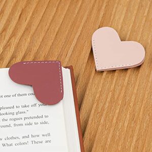 Leather Heart Bookmark,2 pcs Bookmarks for Women,Portable Book Marks Women Gift,Book Accessories for Reading Lover,Cute Handmade Book Reading Gift for Book Lovers