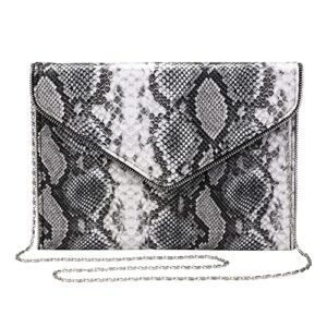 junling clutch purse for women, quilted clutch, adjustable chain quilted crossbody… (black serpentine)