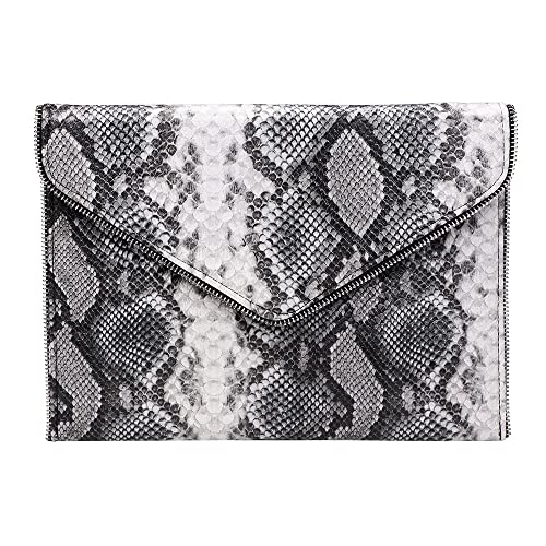 JunLing Clutch Purse for Women, Quilted Clutch, Adjustable Chain Quilted Crossbody… (Black Serpentine)