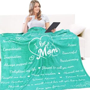 gifts for mom on mothers day from daughter son, throw blanket for mom birthday anniversary presents,soft bed flannel blanket for christmas 65″ × 50″