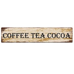 kilspu coffee tea cocoa retro metal tin sign vintage sign for home coffee wall decor 4×16 inch / 10×40 cm