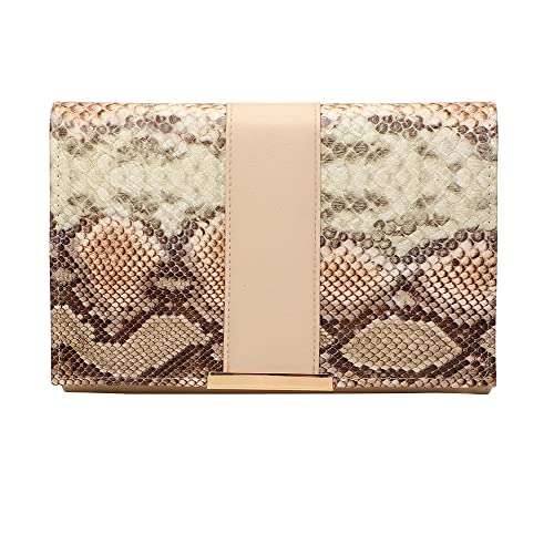 JunLing Clutch Purse for Women, Quilted Clutch, Adjustable Chain Quilted Crossbody (Serpentine)