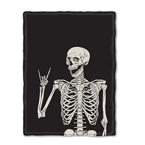 Skeleton Posing SiolatedThrow Blanket Cozy Soft Warm Lightweight Flannel Fleece Blankets for Bed Sofa Couch