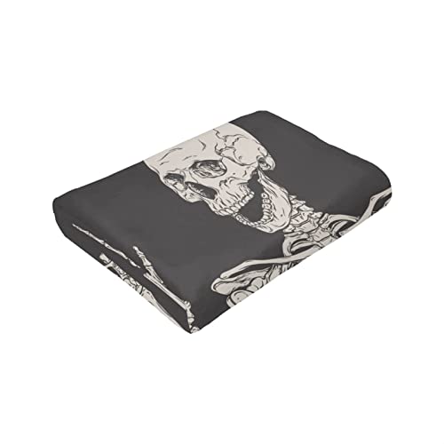 Skeleton Posing SiolatedThrow Blanket Cozy Soft Warm Lightweight Flannel Fleece Blankets for Bed Sofa Couch