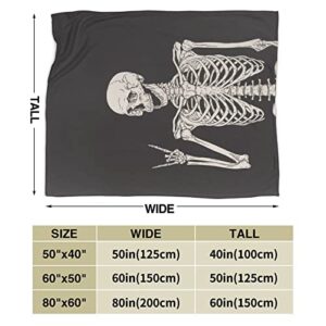 Skeleton Posing SiolatedThrow Blanket Cozy Soft Warm Lightweight Flannel Fleece Blankets for Bed Sofa Couch