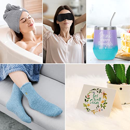 Get Well Soon Gifts for Women,Care Package for Women,Feel Better Gifts Basket for Sick Friends,After Surgery Recovery Thinking of you Self Care Sympathy Gift for Women with Blanket & Socks,Tumbler