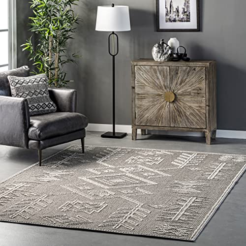 nuLOOM Theresa Textured Southwestern Area Rug, 6' 7" x 9', Grey