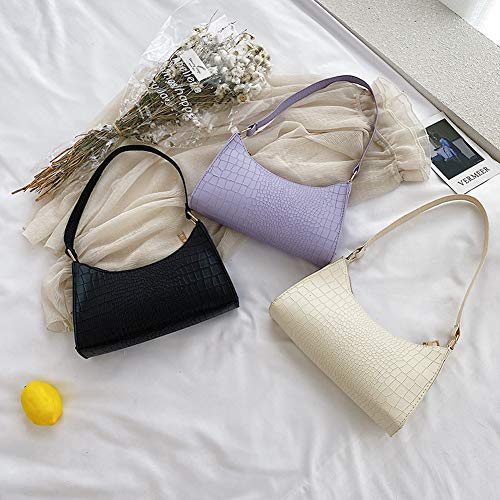 Amazingeverything Bag Purse Shoulder Bag Retro Classic Clutch Croc Tote Bag Shoulder HandBags, Crocodile Purses (Lavender)