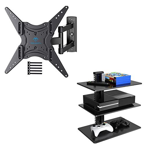 Floating Wall Mounted Shelf AV Mount Shelf & PERLESMITH Full Motion TV Wall Mount