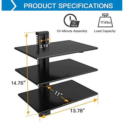 Floating Wall Mounted Shelf AV Mount Shelf & PERLESMITH Full Motion TV Wall Mount