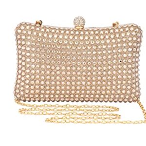 Mulian LilY Gold Evening Bags For Women Glitter Crystal Rhinestones Clutch Purse With Detachable Chain Strap M261