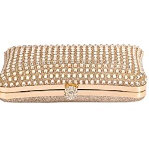 Mulian LilY Gold Evening Bags For Women Glitter Crystal Rhinestones Clutch Purse With Detachable Chain Strap M261