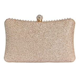 Mulian LilY Gold Evening Bags For Women Glitter Crystal Rhinestones Clutch Purse With Detachable Chain Strap M261