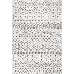 nuLOOM Audrey Machine Washable Geometric Moroccan Area Rug, 8' x 10', Ivory