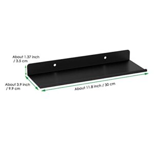 SlimmKISS Metal Floating Shelves Wall Mounted Shelf Organizer Modern Black Metal Stainless Steel Floating Shelf, Wall Mounted Hanging Display Organizer Rack,2 Pack