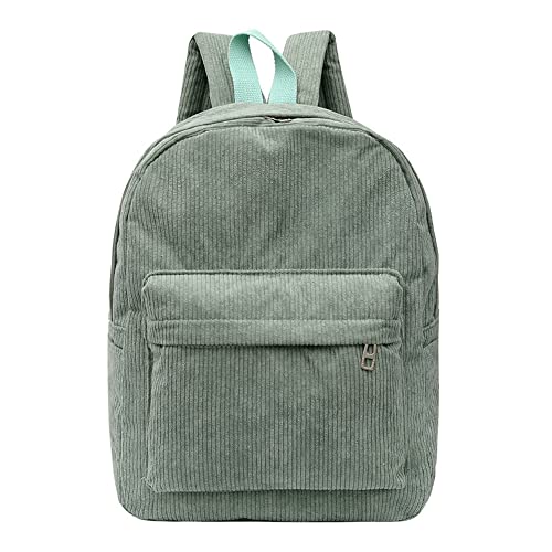 Forever Haru Women Casual Corduroy Backpack Soft Kids School Bag Travel College Backpacks Female Girls Kawaii Backpack Handbags Mini Bags (Green)