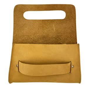 Weatherproof Leather, Clutch Bag Handmade from Suede Leather - Old Tobacco