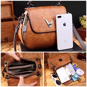 Top-Handle Bags Leather Crossbody Shoulder Bag Handbags for Women Saddle Bag Brown