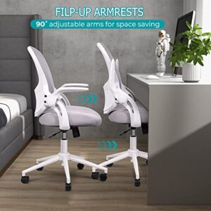 Office Chair, Ergonomic Desk Chair, Mid Back Mesh Computer Chair, Height Adjustable Rolling Swivel Task Chair with Flip-up Armrests and Lumbar Support, Gray