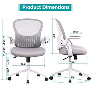 Office Chair, Ergonomic Desk Chair, Mid Back Mesh Computer Chair, Height Adjustable Rolling Swivel Task Chair with Flip-up Armrests and Lumbar Support, Gray