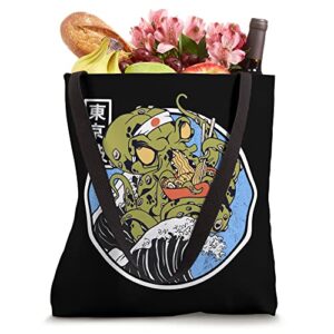 Kraken Eating Ramen Kanagawa Wave Octopus Anime Vaporwave Tote Bag