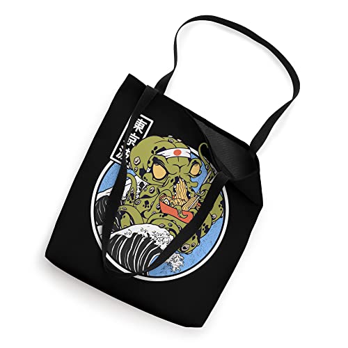 Kraken Eating Ramen Kanagawa Wave Octopus Anime Vaporwave Tote Bag