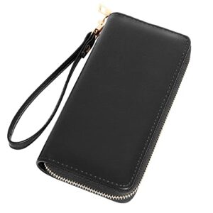 vocus womens wristlet wallet zip around clutch wallet large rfid blocking pu leather bifold with phone holder for travel