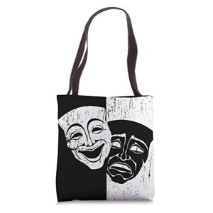 theater mask soft grunge drama comedy and tragedy vintage tote bag
