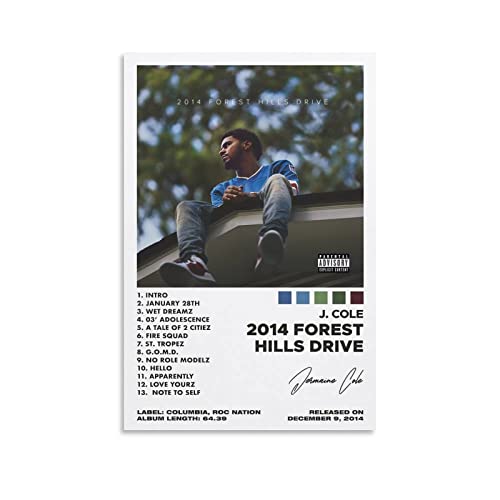 OFITIN J Poster Cole 2014 Forest Hills Drive Music Album Cover Poster for Room Aesthetic Canvas Art Posters 12x18inch(30x45cm)