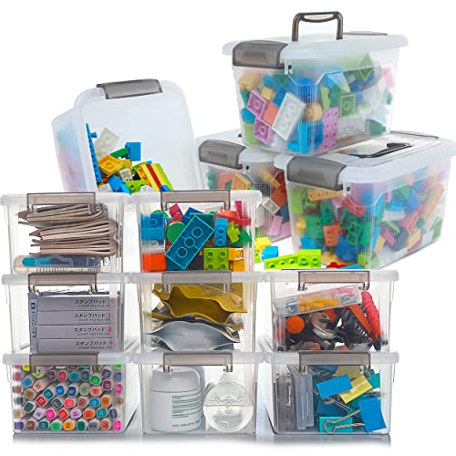 Citylife 4 Packs 5.3 QT & 8 Packs 3.2 QT Storage Bins with Lids Clear Plastic Bins Storage Containers for Organizing Stackable Boxes