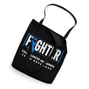 Colon Cancer Fighter - Blue Ribbon Colon Cancer Awareness Tote Bag