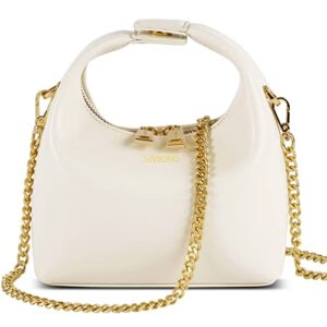 sinbono small top handbags for women, soft vegan leather shoulder hobo crossbody bag with golden chain strap, mini purses casual dumpling pouch