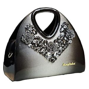 shirt luv fashion crystal women top handle satchel handbags leather evening bag party diamonds shoulder messenger bags (silver)