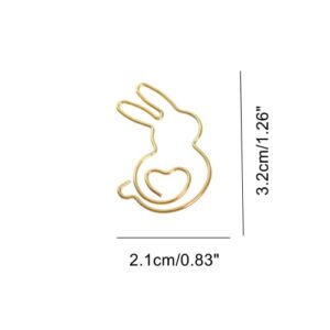 IUAQDP 50 Pieces Rabbit Shape Paper Clip, Cute Metal Bunny Shape Bookmark Clamp, Decorative Animal Shape Page Marker for Document Invitation Card Planner Organization School Office Party, Rose Gold