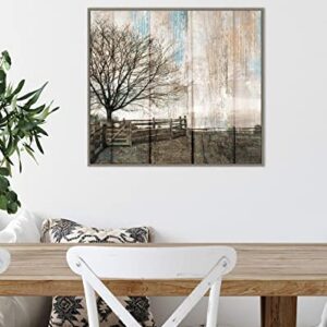 Rustic Farmhouse Wall Art Country Tree Winter Landscape Picture Canvas Print for Bedroom LivingRoom Home Decoration Modern Artwork 16"X20" Frameless