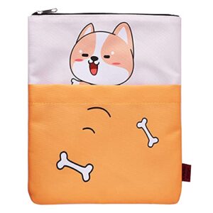 book sleeve shiba inu dog book covers for paperbacks, washable fabric, book sleeves with zipper, medium 11 inch x 8.7 inch book lover gifts