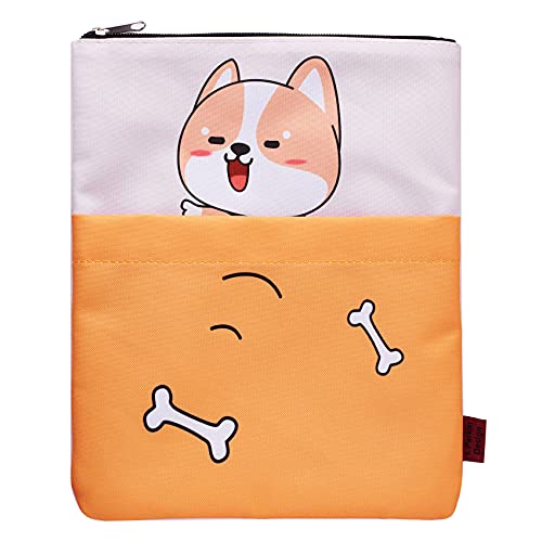 Book Sleeve Shiba Inu Dog Book Covers for Paperbacks, Washable Fabric, Book Sleeves with Zipper, Medium 11 Inch X 8.7 Inch Book Lover Gifts