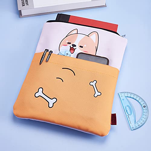 Book Sleeve Shiba Inu Dog Book Covers for Paperbacks, Washable Fabric, Book Sleeves with Zipper, Medium 11 Inch X 8.7 Inch Book Lover Gifts