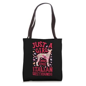 italian greyhound just a girl who loves dog flower floral tote bag