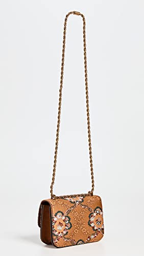 Tory Burch Women's Eleanor Brocade Small Shoulder Bag, Sunset Bonfire, Orange, Floral, One Size