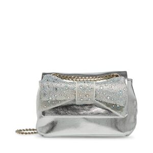 betsey johnson shimmers bow bag, silver