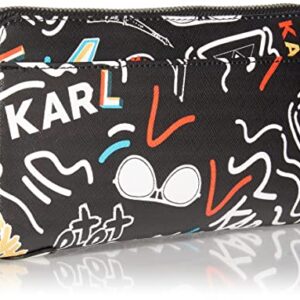 Karl Lagerfeld Paris Women's Maybelle Zip Wallet, Black/Orange SLG, One Size