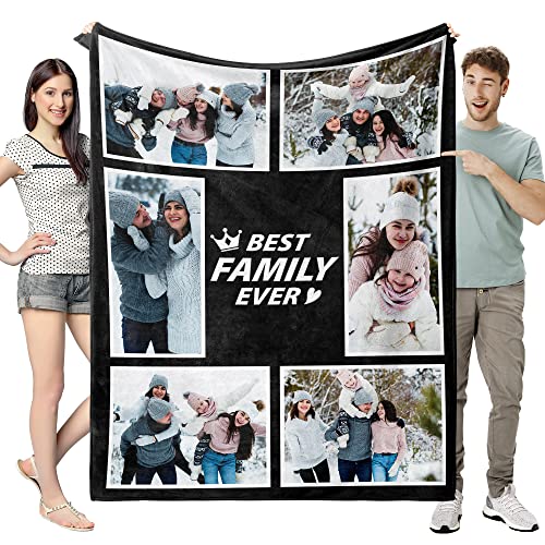 Easycosy Custom Blanket with Photo Personalized Picture Collage Throw Blanket Customized Mothers Day Couples Gifts for Family, Mom, Dad 30"x40"