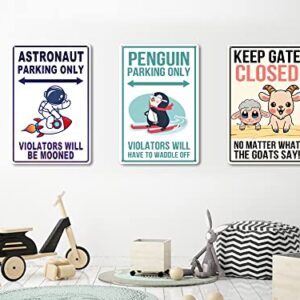 Astronaut Space Sign Decor - Vintage Astronaut Space Sign - Outer Space Gifts for Boys Kids Themed Bedroom Room Wall Decorations Stickers Decal Stuff 8 x 12 Inches