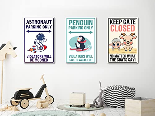 Astronaut Space Sign Decor - Vintage Astronaut Space Sign - Outer Space Gifts for Boys Kids Themed Bedroom Room Wall Decorations Stickers Decal Stuff 8 x 12 Inches