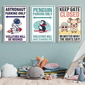 Astronaut Space Sign Decor - Vintage Astronaut Space Sign - Outer Space Gifts for Boys Kids Themed Bedroom Room Wall Decorations Stickers Decal Stuff 8 x 12 Inches