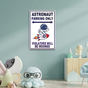 Astronaut Space Sign Decor - Vintage Astronaut Space Sign - Outer Space Gifts for Boys Kids Themed Bedroom Room Wall Decorations Stickers Decal Stuff 8 x 12 Inches