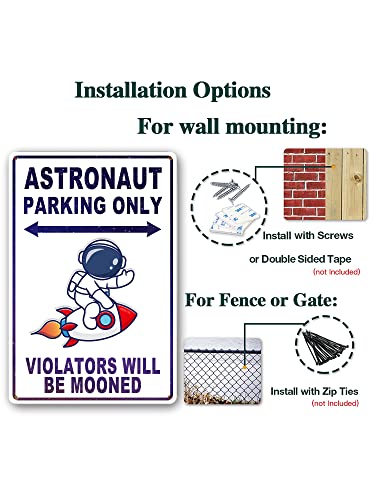 Astronaut Space Sign Decor - Vintage Astronaut Space Sign - Outer Space Gifts for Boys Kids Themed Bedroom Room Wall Decorations Stickers Decal Stuff 8 x 12 Inches