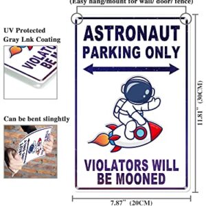 Astronaut Space Sign Decor - Vintage Astronaut Space Sign - Outer Space Gifts for Boys Kids Themed Bedroom Room Wall Decorations Stickers Decal Stuff 8 x 12 Inches